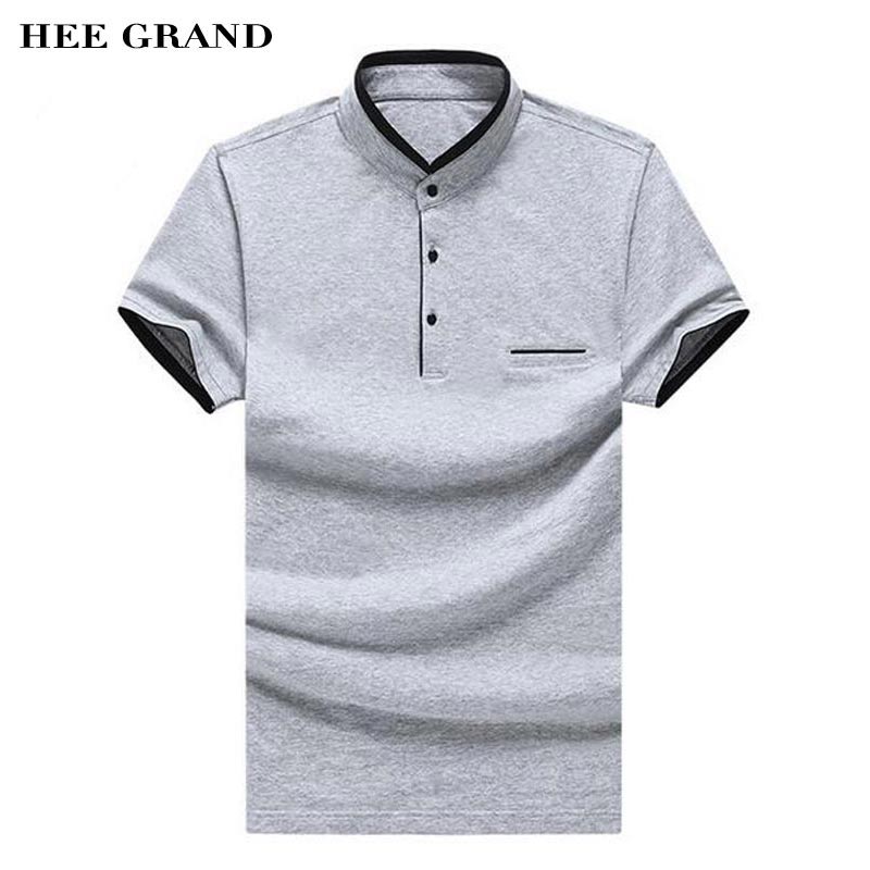 HEE GRAND Polo Shirt For Men 2017 New Arrival Stand Collar Pockets