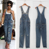Korean Women Jumpsuit Denim Overalls 2017 Spring Casual Baggy Jeans Full Length Pinafore Dungaree Romper Women JumpsuitPlus Size