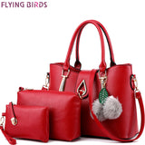 Flying birds women leather handbag set luxury tote women bag brands bolsos pouch messenger bags ladies female purse LM4070fb