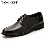 Tangnest New 2017 Men Dress Flats Fashion Round Toe Lace-Up Men Formal Shoes Black Casual Business Shoes Size 38~44 XMP615