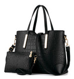 New 2017 women handbags leather hand bag  crocodile crossbody bag shoulder messenger bags clutch tote+purse 2 sets sac LS570