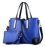 New 2017 women handbags leather hand bag  crocodile crossbody bag shoulder messenger bags clutch tote+purse 2 sets sac LS570