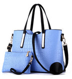 New 2017 women handbags leather hand bag  crocodile crossbody bag shoulder messenger bags clutch tote+purse 2 sets sac LS570
