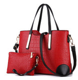 New 2017 women handbags leather hand bag  crocodile crossbody bag shoulder messenger bags clutch tote+purse 2 sets sac LS570