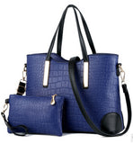 New 2017 women handbags leather hand bag  crocodile crossbody bag shoulder messenger bags clutch tote+purse 2 sets sac LS570