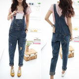 Korean Women Jumpsuit Denim Overalls 2017 Spring Casual Baggy Jeans Full Length Pinafore Dungaree Romper Women JumpsuitPlus Size