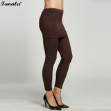 Korea Women's Skirt Leggings Footless Cotton Pleated Stretch Long Pants Mid Solid  Knitted Fitness Leggings