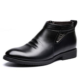 Tangnest Man's Solid Pleated  Sequined Ankle Boots Men Handmade PU Leather Shoes Men 2017 New Winter Dress Formal Flats XMP693