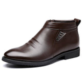 Tangnest Man's Solid Pleated  Sequined Ankle Boots Men Handmade PU Leather Shoes Men 2017 New Winter Dress Formal Flats XMP693