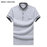 HEE GRAND Polo Shirt For Men 2017 New Arrival Stand Collar Pockets Style 100% Cotton Breathable Material Male Polo Shirts MTP431