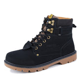 Tangnest Winter Fur Men Boots Casual Lace Up Safety Work Boots Autumn Men Platform Shoes Rubber Snow Boot Man Big Size 46 XMX637