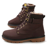 Tangnest Winter Fur Men Boots Casual Lace Up Safety Work Boots Autumn Men Platform Shoes Rubber Snow Boot Man Big Size 46 XMX637
