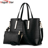 New 2017 women handbags leather hand bag  crocodile crossbody bag shoulder messenger bags clutch tote+purse 2 sets sac LS570