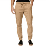 2017 Mens Fashion Elastic Waist Drawstring Harem Fit Casual Pockets Cotton Trousers Long Cargo Pants