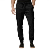 2017 Mens Fashion Elastic Waist Drawstring Harem Fit Casual Pockets Cotton Trousers Long Cargo Pants