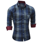 2017 Fashion Plaid Shirts Men Checks Casual Shirt Long Sleeve Buttons Turn Down Collar Lapel Tops Cotton Male Formal Dress Shirt