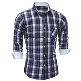 2017 Fashion Plaid Shirts Men Checks Casual Shirt Long Sleeve Buttons Turn Down Collar Lapel Tops Cotton Male Formal Dress Shirt