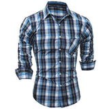 2017 Fashion Plaid Shirts Men Checks Casual Shirt Long Sleeve Buttons Turn Down Collar Lapel Tops Cotton Male Formal Dress Shirt