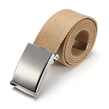 2017 New Fashion Canvas Belt Men Smooth Slivery Buckle Casual Pants 110cm Size Canvas Belt For Adult Male Strap High Quality