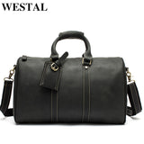 WESTAL Leather Men Travel Bag Genuine Leather Travel Duffle Big Capacity Handbag Suitcase Leather Luggage Bag Men Shoulder Bags