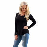 Women Casual Blouse New Shirt Fashion Irregular Long Sleeves Sexy Solid Black Green Tops Slim Fit women clothes