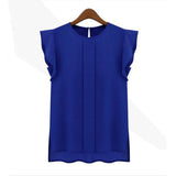 JECKSION Summer Lady Blouse Shirt Womens Blouses Chiffon Clothing OL Blouse Sale New Fashion Ruffle Sleeveless Tops