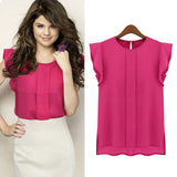 JECKSION Summer Lady Blouse Shirt Womens Blouses Chiffon Clothing OL Blouse Sale New Fashion Ruffle Sleeveless Tops