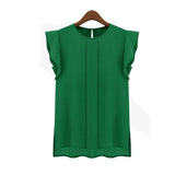 JECKSION Summer Lady Blouse Shirt Womens Blouses Chiffon Clothing OL Blouse Sale New Fashion Ruffle Sleeveless Tops