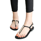 HEE GRAND T-strap Women Sandals Artificial Pearl Flat With Flip Flops Comfortable Summer Shoes XWZ3569