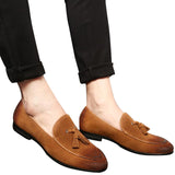 Tangnest Summer Newest Men Genuine Leather Shoes Fashion Tassel Men Wedges Shoes Solid Slip On Man Driving Shoe 4 Colors XMR2101