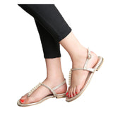 HEE GRAND T-strap Women Sandals Artificial Pearl Flat With Flip Flops Comfortable Summer Shoes XWZ3569