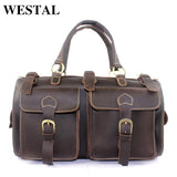 WESTAL Genuine Leather Men Travel Bag Men Bags Multifunction Tote Luggage Travel Duffle Bag Crazy Horse Leather Handbag Suitcase