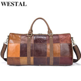WESTAL Vintage Genuine Leather Men Bags Men Duffle Bag Leather Luggage Travel Bags Men's Multi-purpose Travel Bag Larger Handbag
