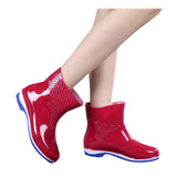 HEE GRAND Rubber Boots For Women Scale Films Pattern Woman Ankle Rainboots Waterproof Flat Heel Rainning Shoes For Women XWX4400