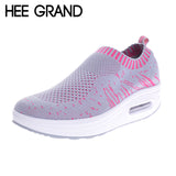 HEE GRAND Women Creppers Breathable Mesh Casual Shoes Woman Platform Swing Flats XWC1193