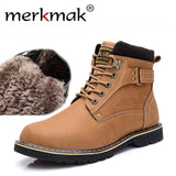 New 2017 Winter Mens Ankle Boots Casual Black PU Leather Boots For Men Shoes Fashion Work Fur Martin Boots Men Warm Winter Shoes