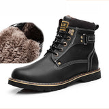 New 2017 Winter Mens Ankle Boots Casual Black PU Leather Boots For Men Shoes Fashion Work Fur Martin Boots Men Warm Winter Shoes