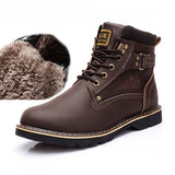 New 2017 Winter Mens Ankle Boots Casual Black PU Leather Boots For Men Shoes Fashion Work Fur Martin Boots Men Warm Winter Shoes
