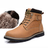 New 2017 Winter Mens Ankle Boots Casual Black PU Leather Boots For Men Shoes Fashion Work Fur Martin Boots Men Warm Winter Shoes