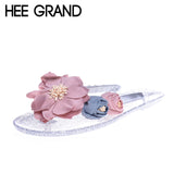 HEE GRAND Woman Flip Flops Flat with Summer Beach Style DIY Flower Slippers Women's Shoes Girl's Footwear XWT613