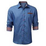 2017 High Quality Brand Shirts Men Denim Casual Shirt Long Sleeve Lapel Neck Slim Fit Formal Mens Dress Shirts Camisa Masculina