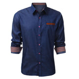 2017 High Quality Brand Shirts Men Denim Casual Shirt Long Sleeve Lapel Neck Slim Fit Formal Mens Dress Shirts Camisa Masculina