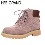 HEE GRAND Pigskin Leather British Style Women Fashion Motorcycle Boots Ankle Boots with Five Colors Women Winter Shoes XWX6122
