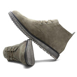 Tangnest NEW Autumn Suede Leather Men Boots Retro Genuine Leather Western Boots Man Rubber Shoes  Winter Lace Up Ankle Boot