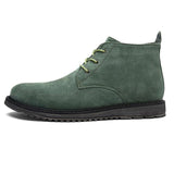 Tangnest NEW Autumn Suede Leather Men Boots Retro Genuine Leather Western Boots Man Rubber Shoes  Winter Lace Up Ankle Boot