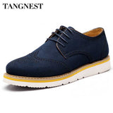 Tangnest 2018 New Men Oxfords  Autumn Cut Out Brogue Shoes Man Suede Leather Platform Flats Casual Shoes Big Size 38-47 XMP396