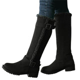 HEE GRAND Metal Decoration High Fashion Boots Lambswool Women Winter Knee-High Boots Keeping Warm Shoes Big Size 34-43 XWX6369