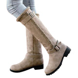 HEE GRAND Metal Decoration High Fashion Boots Lambswool Women Winter Knee-High Boots Keeping Warm Shoes Big Size 34-43 XWX6369