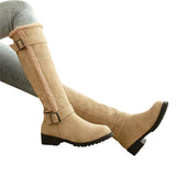 HEE GRAND Metal Decoration High Fashion Boots Lambswool Women Winter Knee-High Boots Keeping Warm Shoes Big Size 34-43 XWX6369
