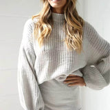 New Arrival Women loose round neck red sweater Female autumn casual sweater jumpe Winter lantern sleeve knitted sweater pullover